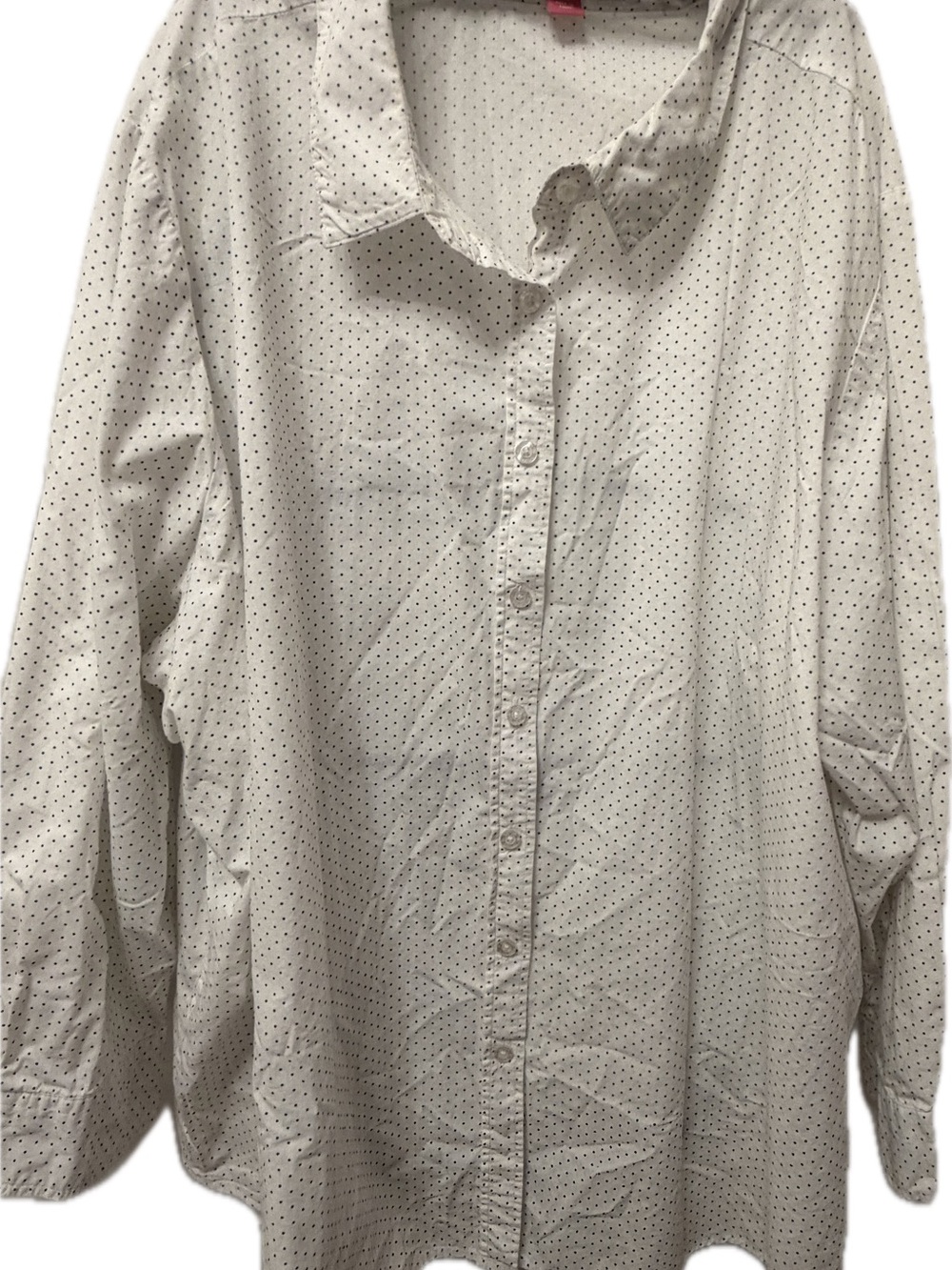 Woman Within White Button-Down Shirt with Black Dot Pattern Size 3X